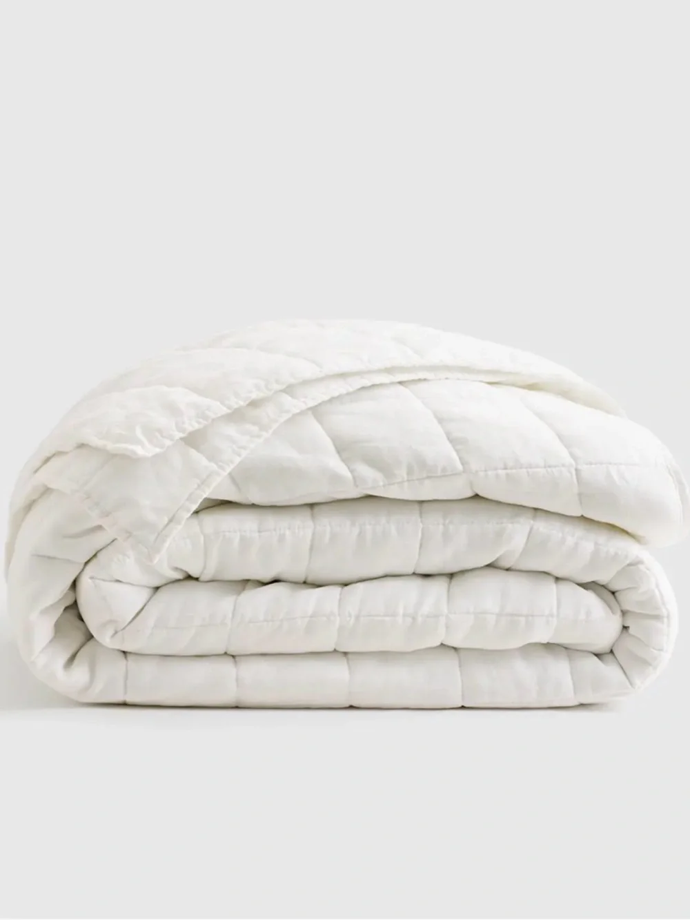 QUINCE European Linen Box Quilt Full / Queen Size - White - Like New